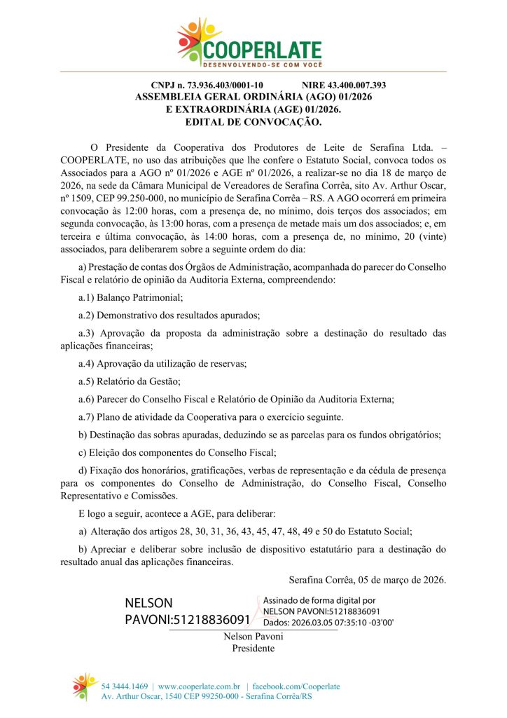 Convocação para AGO nº 01/2026 e AGE nº 01/2026 1 edital page 1